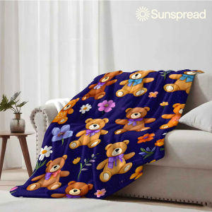 Beast Kingdom | Dark Bear Floral Print Soft Warm Flannel Blanket Lightweight Cozy Christmas Halloween Home Decor Room