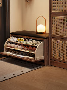 DONGMU | Retro Wood Shoe Bench Storage Cabinet
