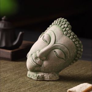 เศียรพระพุทธรูปหินแกะสลัก งานประดับเอเชียตะวันออกเฉียงใต้ หินแกะสลัก หินประดับตกแต่ง งานหัตถกรรม ของประดับตกแต่งสวยงาม