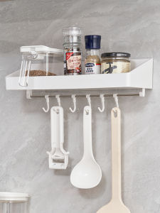 ตู้เสื้อผ้าผนังแบบติดไดร์เวอร์แบบไม่ต้องเจาะสำหรับครัวและห้องน้ำ สีขาว ญี่ปุ่น รูปแบบแยกได้ อุปกรณ์จัดระเบียบในครัว