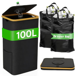 1 Bottle Collector Odor Suppression Trash Can Recycling Bin Laundry Basket Foldable With Inner Bag