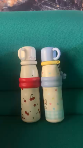 Tumbler/Botol Minum Anak 600ml Stainless Steel SUS 316 dengan Gantungan Bunga dan Hiasan AD-2119