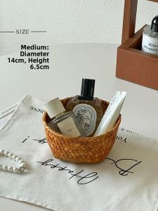 Hand-woven Rattan Storage Basket Round Shape