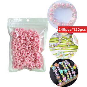 12mm 240/120pcs Pink Flower Acrylic Beads Matter Mix Color For Valentines Day Jewelry Making Dly Couple Bracelet Necklace