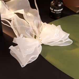 Wedding Registration Photo License Hair Bow Bride Headdress Veil Short and Simple Engagement Headdress White