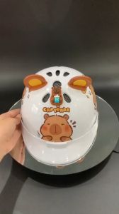 Nón bảo hiểm trẻ em Cabypara Labubu đáng yêu gắn sticker 3D chính hãng công ty Long Thanh đạt chuẩn an toàn giao thông