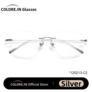 Colore.in | Lightweight Rimless Titanium Eyeglasses Frame Anti-Blue Light Adjustable Lens Male Wide Face