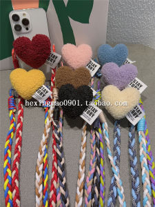 Cute Plush Mobile Phone Case Clip Female Style Detachable Lanyard Long Rope DIY Korean Fashion Accessory for Smartphones
