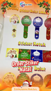 [10 pcs] Stiker Toples Natal Segel Kotak Tahun Baru 2025 Sticker Merry Christmas Round Hampers Kue 3