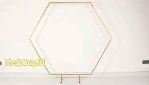 Hexagon Gold Arch Backdrop Stand Metal Wedding Arch Stand Frame for Ceremony Birthday Party Graduation Anniversary Baby Shower Background Decoration