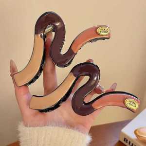 2025 New French Color Block Large Wave Hair Claw Womens Luxury Feeling Back of Head Updo Shark Clamp Hair Quantity Much