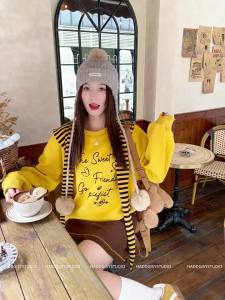 Áo Sweater Dài Tay Màu Vàng Phong Cách Hàn Quốc Cho Mùa Thu