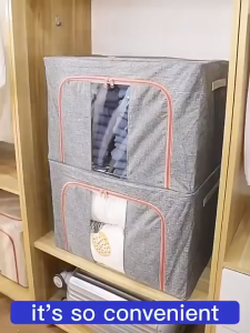 JJ.SG Foldable Clothing Organizer 30L/66L/100L Dustproof Storage Box Stackable Fabric Storage Box For Clothes/Quilt