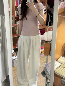 ชุดกีฬาลำลองสำหรับเด็กผู้หญิง ชุดวิ่งฤดูร้อน แขนสั้น กางเกงขายาว ชุดสองชิ้น แฟชั่นลดอายุ ผ้าฝ้าย คอกลม แขนสั้น