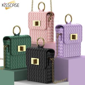 KISSCASE Túi Dây Xích Điện Thoại Thời Trang Chính Hãng Túi Đựng Điện Thoại Di Động Nhỏ Thơm Túi Đựng Đồ Đeo Chéo Mini Dây Xích Phong Cách Mới Túi Đưa Thư Ba Lô Nhỏ Dệt Cho Samsung Galaxy Z Flip 4 5G Flip3 Cho Huawei P50 Pocket