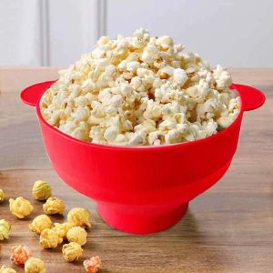 ไมโครเวฟซิลิโคน PopCorn Maker เกรดอาหารคุณภาพสูงครัวเครื่องมือง่าย DIY Make PopCorn Bucket ชามพร้อมฝาปิดชาม