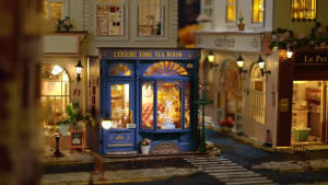 Robotime Rolife Leisure Time Tea Room DIY Wooden Miniature Dollhouse (DG171) 3D Puzzles Wooden Crafts Kits