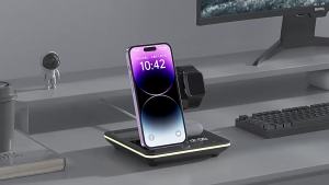 LinJn 2024 New 5 in 1 Wireless Charger For Samsung Galaxy Watch 6 5 Pro Fast Charging Station For Galaxy S24 S23 S22 Alarm Clock Chargers Stand with Warm Light