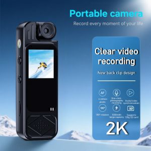 2K Mini Body Camera 1.3inch Screen 180°Rotatable Lens Body Mounted Camera Small Portable IR Night Vision Body Camera Camera Bike