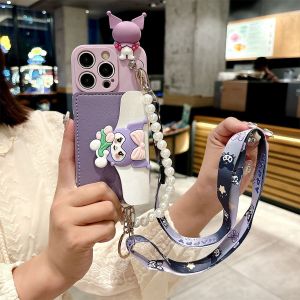 Super Sweet Kuromi Phone Case for OnePlus 13 12 11R New Model Crossbody Rope Full Cover Anti-fall ACE3/2/V Pearl Hand Chain PRO1+5 Protective Cover