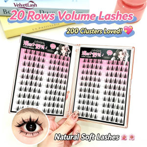 VelvetLash【Local Stock】200 Clusters Large Capacity Double-Sided Glue-Free False Eyelashes Natural Curling Segmented Eyelash Book Easy To Wear For Beginners