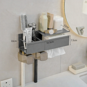 No-drill Wall-mounted Bathroom Organizer Set