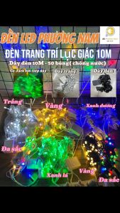 Đèn Đèn Led Trang Trí Sân Vườn 10m bóng lớn siêu sáng Lục Giác có jack nối tiếp