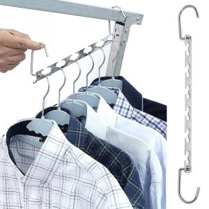 New 1 Pcs 37cm Multifunctional Space Saving Metal Hangers With Magic Hook 6 Hole Clothing Wardrobe Organize Hanger Holder