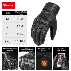 Motowolf | Vintage Leather Waterproof Insulated Protective Motorcycle Gloves
