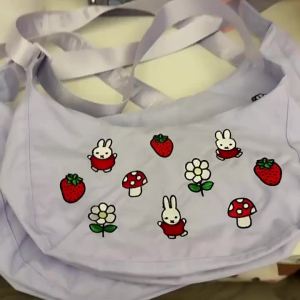 Miffy | Kawaii Miffy Cute Embroidered Pattern Armpit Bag Moon Tooth Bag Personalized Fashionable Versatile Shoulder Bag Gift for Girl