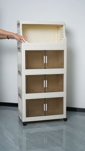 Foldable Storage Cabinet Box With Pulley Open Style Storage Cabinet Stackable Storage Box