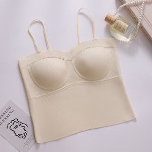 miiow | Cat Lady Thin Vest Top With Chest Pad No Bra Needed Ladies Summer Backless Base Shirt Anti-Light Walking Tank Top Short Length