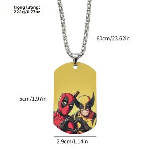 Takara Tomy | Mặt Dây Chuyền Thẻ Quân Nhân Bằng Thép Không Gỉ Deadpool & Wolverine Trang Sức Cosplay Dành Cho Nam Xu Hướng Cá Tính Trang Trí ACG