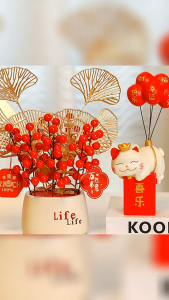 Lucky cat key holder ornament living room/entrance hall/TV cabinet decoration housewarming/opening ceremony gift home decoration artificial flower ornament for housewarming/opening ceremony.
