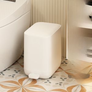 Nordic Style round Pedal Trash Can Simple Creative Home Use Bathroom Bedroom Cover Lightweight Luxury Ins Style 7L Capacity