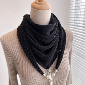 Khăn Choàng Lụa Nhỏ Cho Nữ 2025 Mùa Xuân Mùa Thu Khăn Choàng Cổ Bằng Vải Lụa Mỏng Có Khóa Từ Khăn Choàng Lụa Phong Cách Hàn Quốc