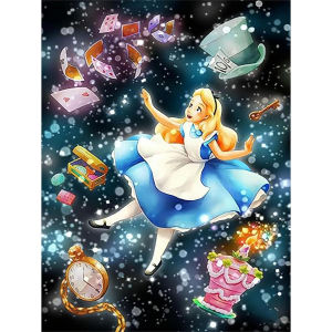 1 piece - Potdemiel-5D-DIY - Flocking cloth - Special drill - Diamond painting set - Alice Dream - Diamond Art