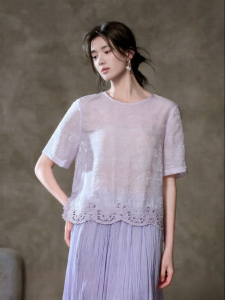 JK&JS | Lace Hollow-out Floral Embroidered T-shirt