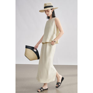 Mishiyang Summer 2025 Fashion High-End Feeling Tank Top And Half Skirt Two-Piece Set Lyocell Linen Suit Elegant Womens Wear
