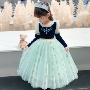 Autumn and Winter New Frozen Childrens Anna Princess Dress Halloween Anna Cos Disney Girl Princess Dress