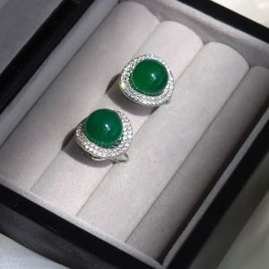 ต่างหูสไตล์ย้อนยุคสีเขียว เครื่องประดับแฟชั่นสำหรับผู้หญิง ต่างหูแบบมีสายรัดแบบจับ สร้อยคอแบบจับ วัสดุอะลูมิเนียมผสม