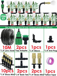 KESLA 5-30M Outdoor 1/4 Brass Atomizer Misting Cooling System Garden Irrigation Watering Nozzles 4/7mm Hose for Patio Greenhouse