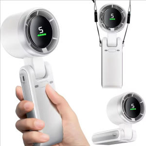 3-in-1 Turbo Fan 5-speed Adjustable USB Charging Handheld Fan with Neck Strap Foldable Desktop Fan Travel Mini Fan