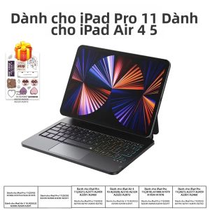 Bao Da Bàn Phím Magic Không Dây Có Đèn Nền Và Trackpad Cho iPad Thế Hệ 11 A16 iPad Air 4 5 6 iPad Pro 11 13 M4 iPad Pro 12.9 Vỏ Máy Tính Bảng Từ Tính Nổi
