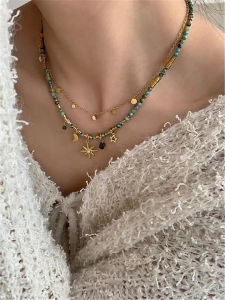 2 Cái/bộ Nữ Thanh Lịch Đính Hạt Vòng Cổ Bộ Vintage Mặt Trời Trăng Sao Mặt Dây Chuyền Thời Trang Trang Sức Dự Tiệc Tặng Hợp Kim Kẽm Với Zircon