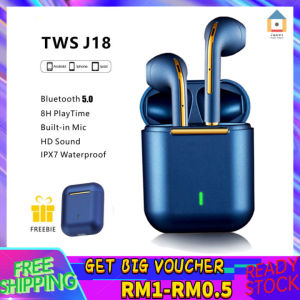 【Malaysia Spot Sale】J18 Wireless Earbuds TWS Bluetooth Headphone HIFI Sound In-ear Earphones with Mic and Touch Control Headset for Huawei Xiaomi oppo vivo realme