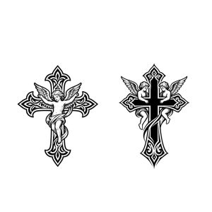 2PC Permanent Waterproof Anchor Compass Cross Herbal Tattoo Sticker for Men And Women Lasting 7-15 Days Suitable for Arm