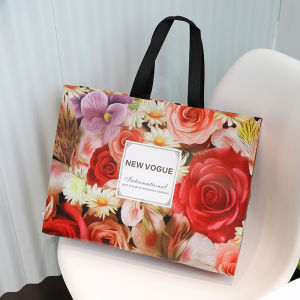Thickened Film Laminated Non-Woven Floral Print Men Women Clothing Bag Simple Large Brand Logo Customizable Gift Packaging