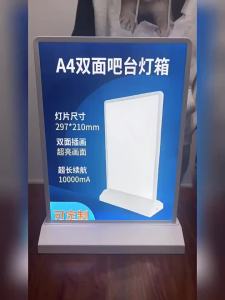 Hộp Đèn LED Để Bàn A4 Sạc Lại Được Có Đèn Nhấp Nháy Khay Đựng Menu Acrylic Có Bộ Điều Chỉnh Độ Sáng Dùng Cho Quảng Cáo Trên Bàn Nhà Hàng
