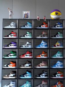 Large magnetic transparent stackable shoe box flip shoe rack foldable stackable new shoe box